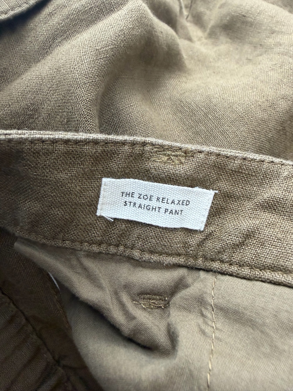 Madewell 100% Linen The Zoe Relaxed Straight Pant in safari khaki Size 10 - Picture 5 of 9